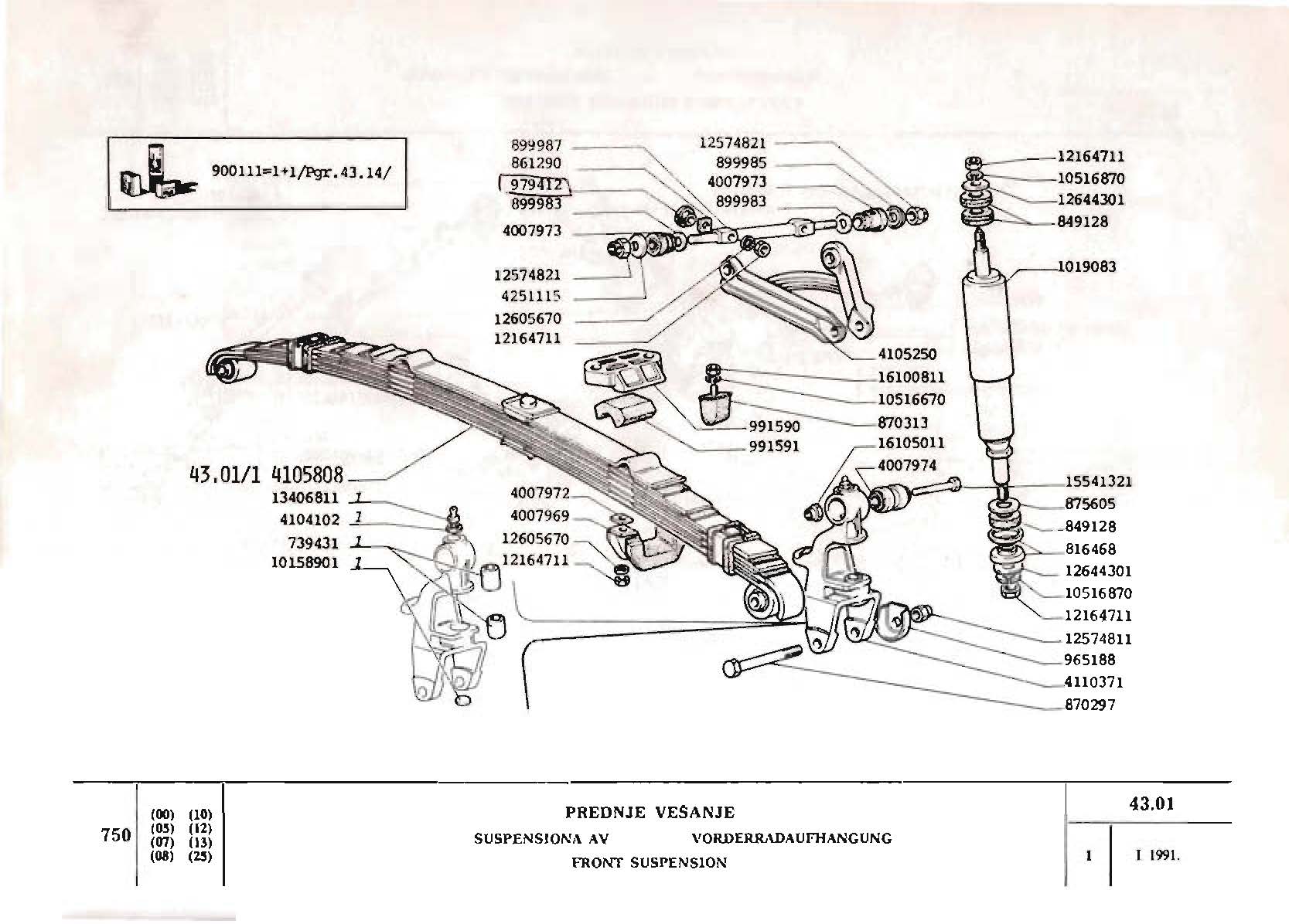 Zastava 750 - 43.01 Prednje vešanje