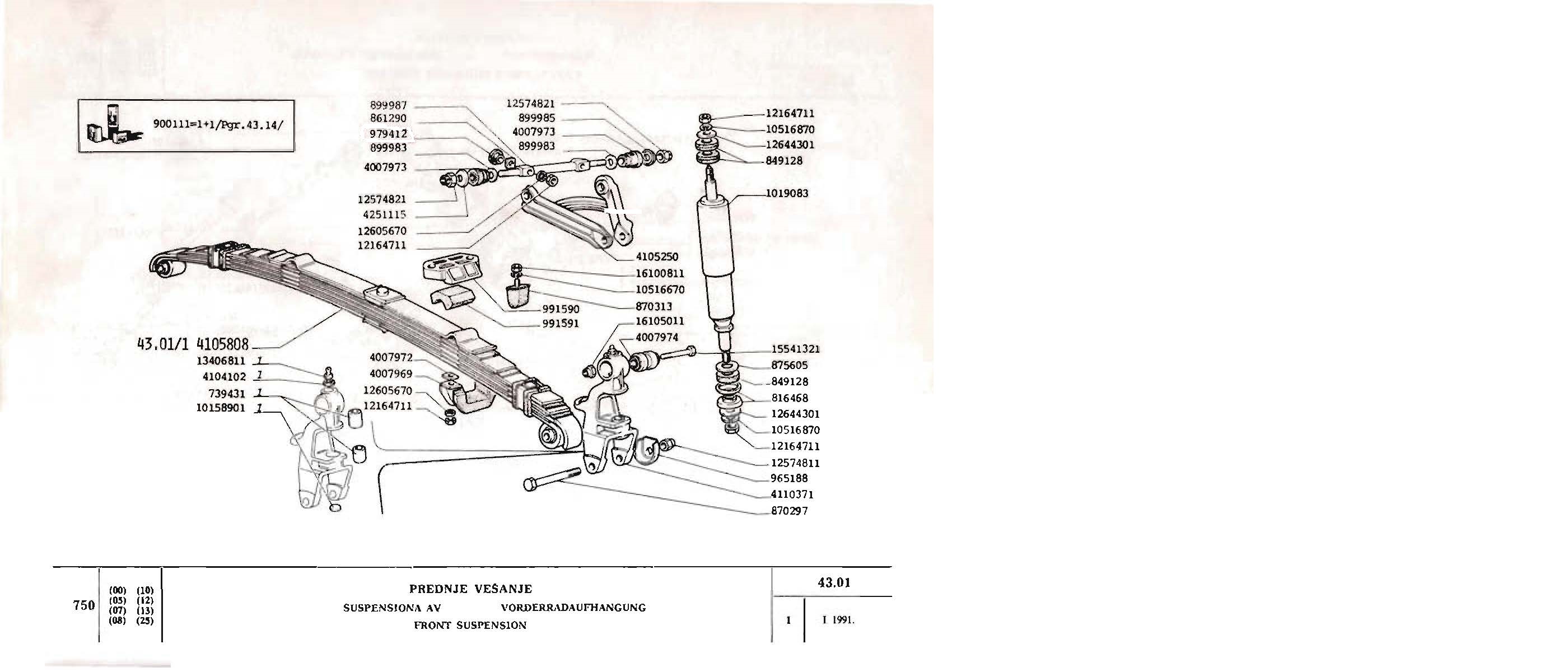 Zastava 750 - 43.01 Prednje vešanje